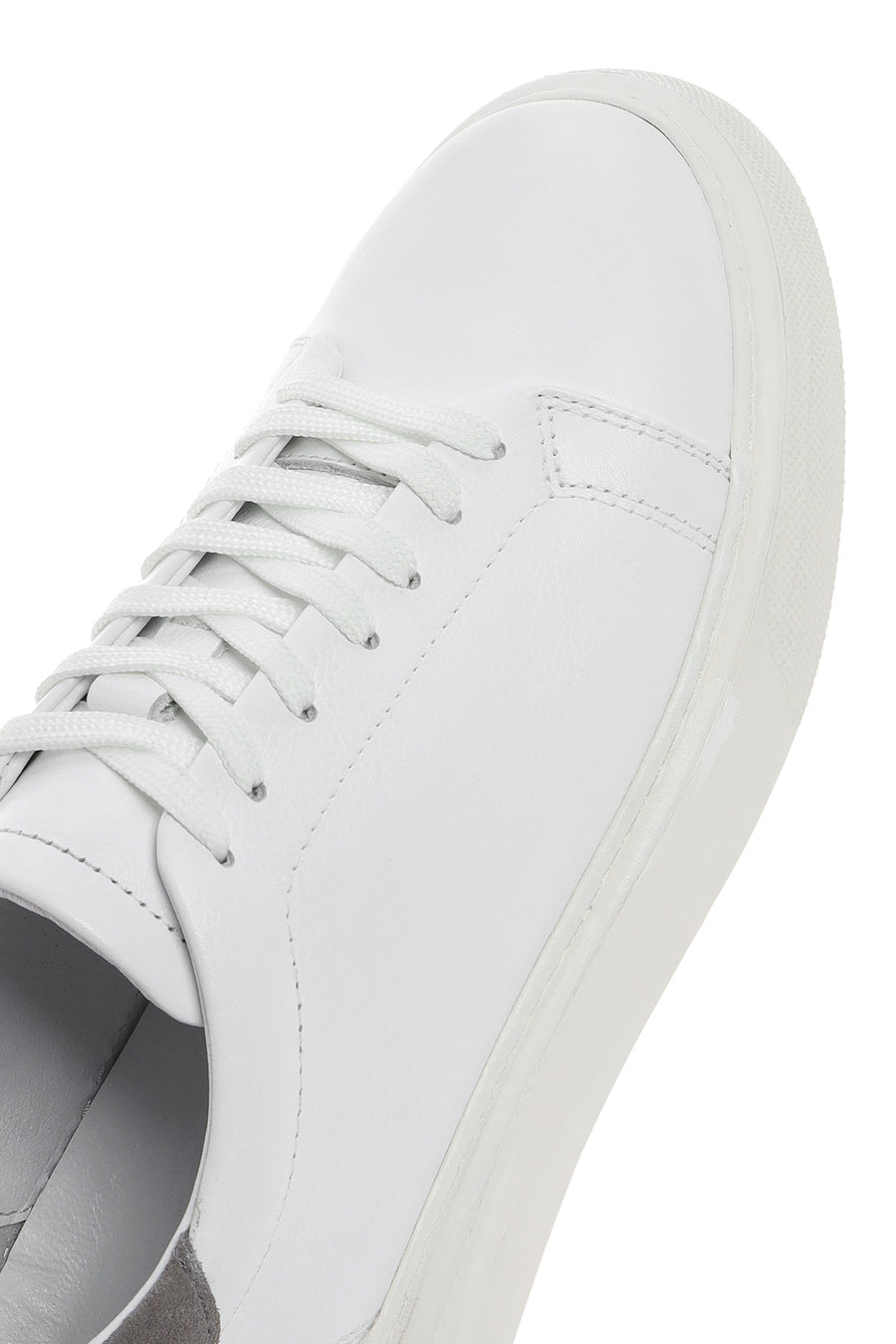 Men's White Lace-up Leather Sneaker
