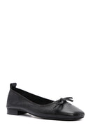 Women's Black Buckle Detailed Leather Ballerinas | Derimod