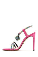 Women's Pink Stone Thin Heel Sandals | Derimod