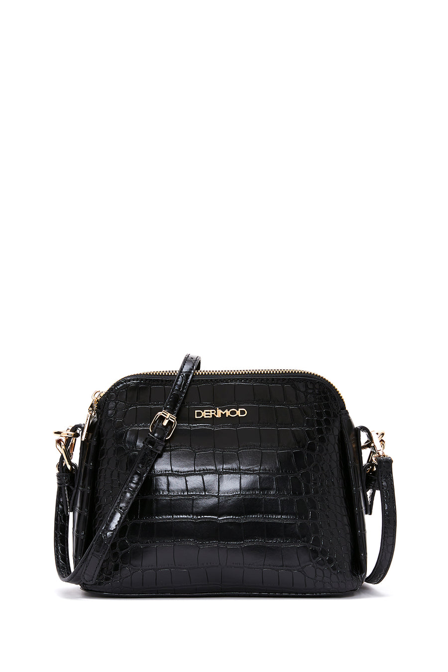 Women's Black Long Strap Crocodile Patterned Crossbody Bag 24WBD2807E3 | Derimod