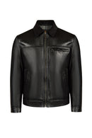 Nomad Male Black Oversize Leather Jacket | Derimod