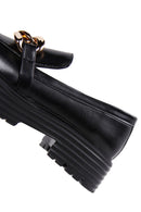 Women's Black Thick Soled Masculine Loafer | Derimod