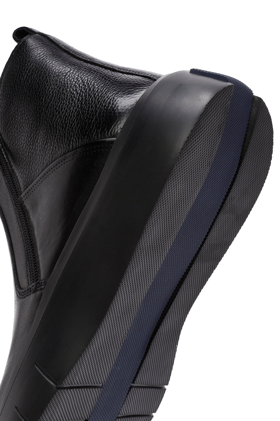 Men's Black Double Zipper Leather Casual Boots