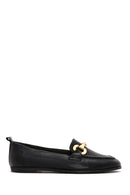 Women's Black Leather Masculine Loafer | Derimod