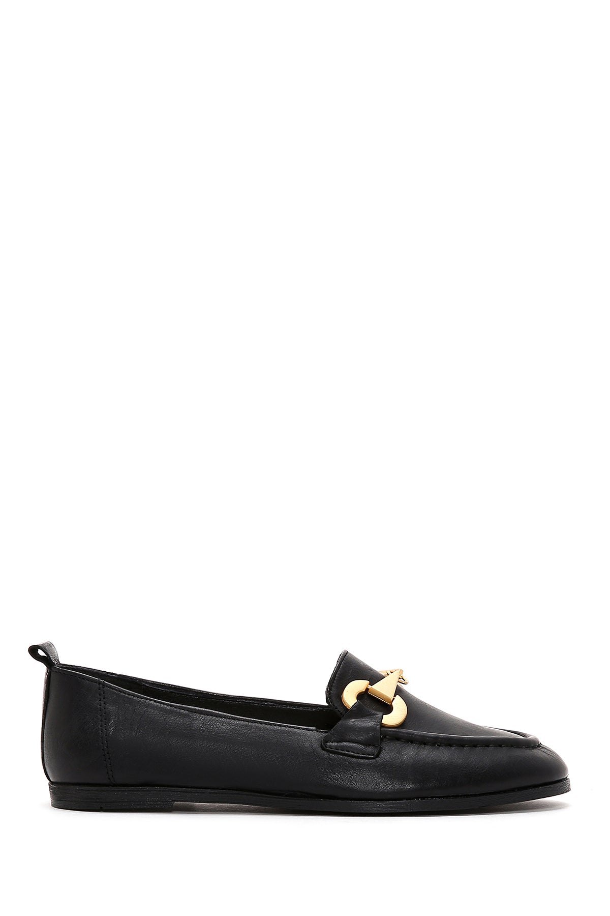 Women's Black Buckled Leather Masculine Loafer 25SFD200518 | Derimod