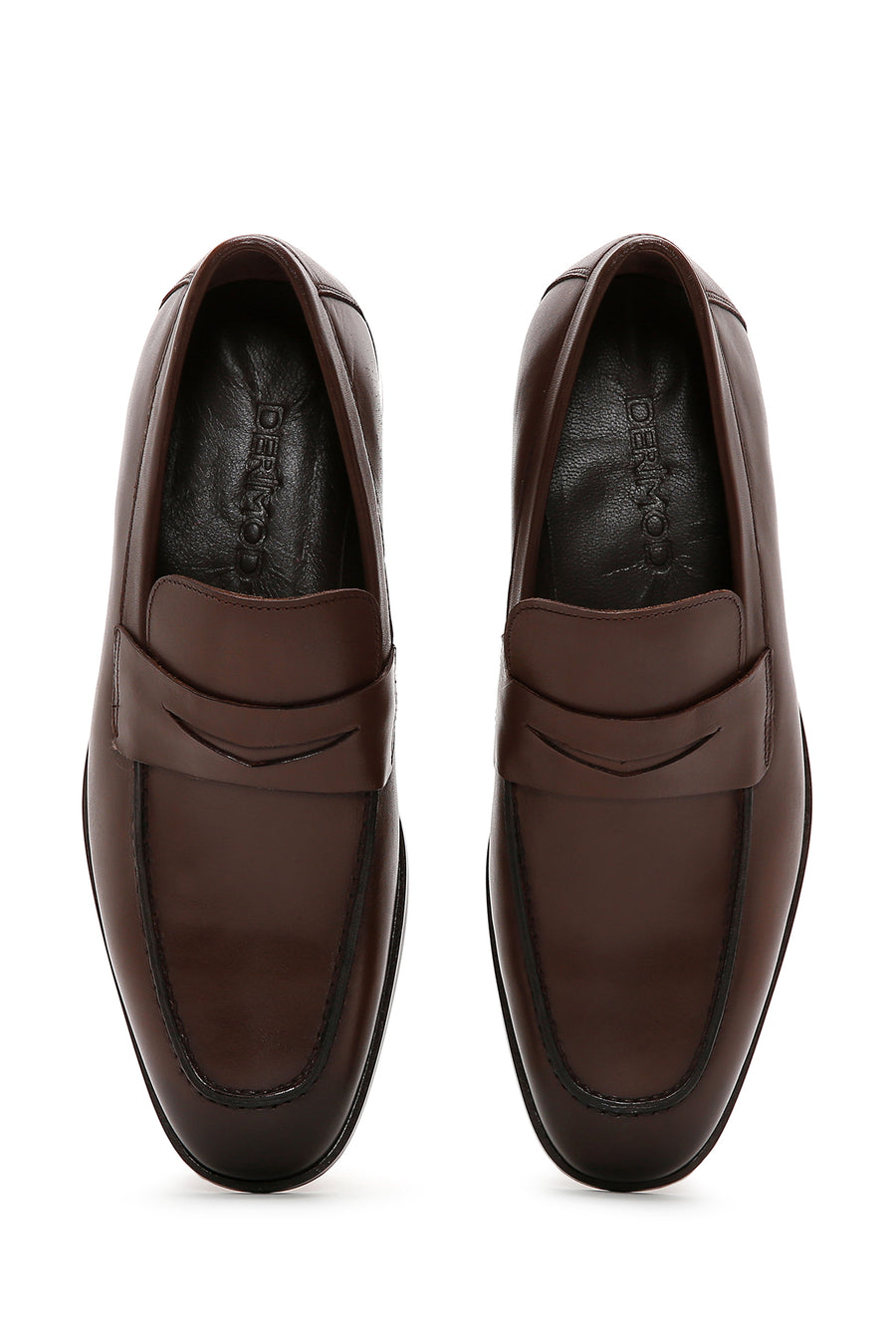 Erkek Kahverengi Deri Klasik Loafer