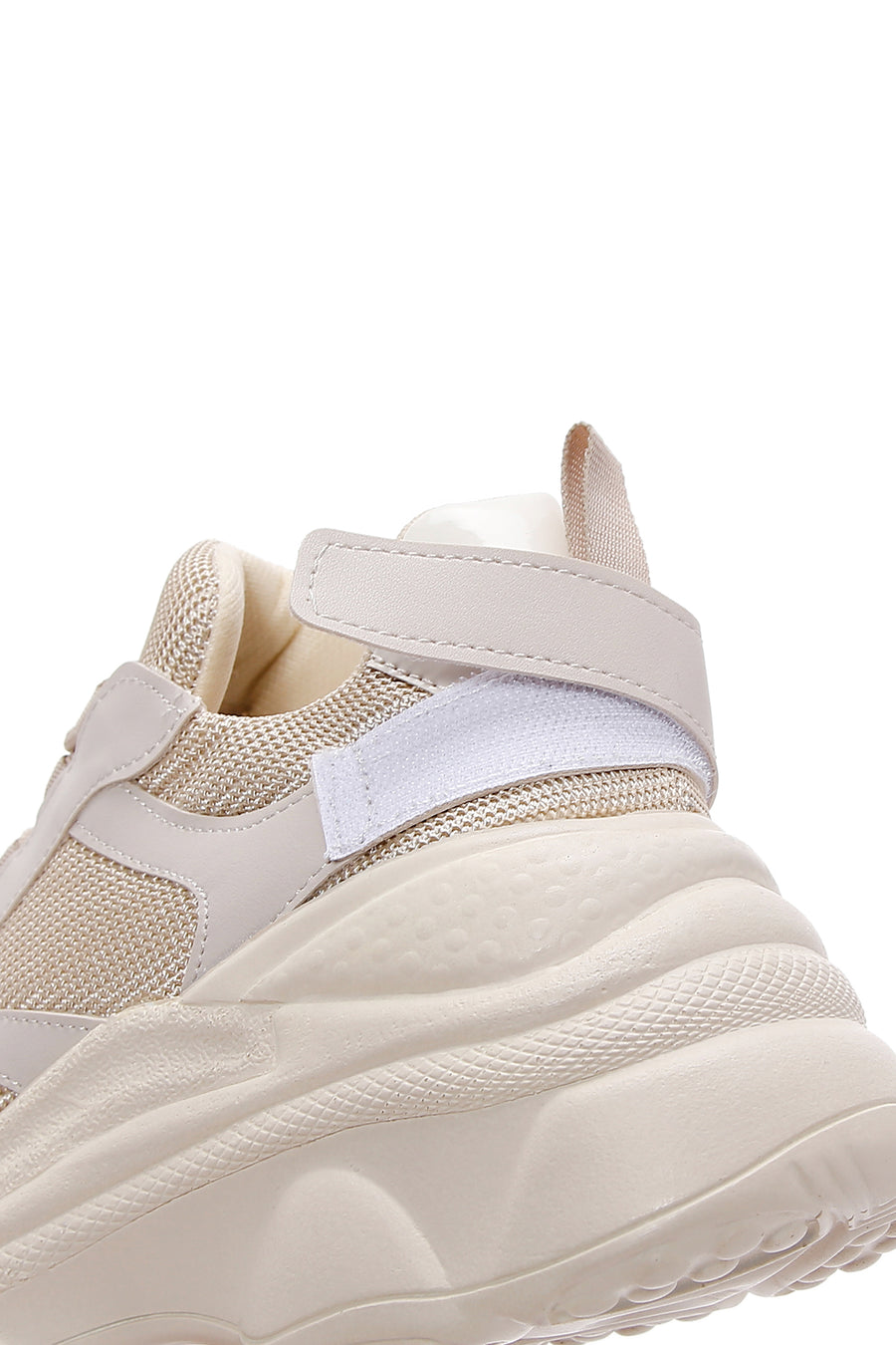 Women's Beige Lace-Up Chunky Sole Sneakers