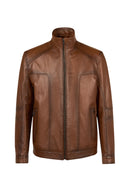 Alfred Male Cinnamon Leather Coat | Derimod