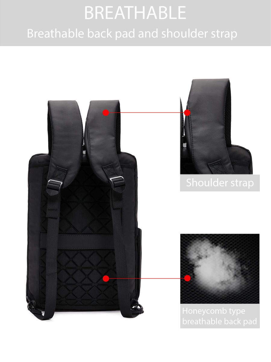 D-Pack Unisex Black Technological Fabric Backpack