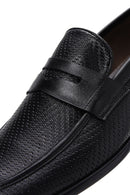 Men's Black Leather Printed Classic Loafer | Derimod