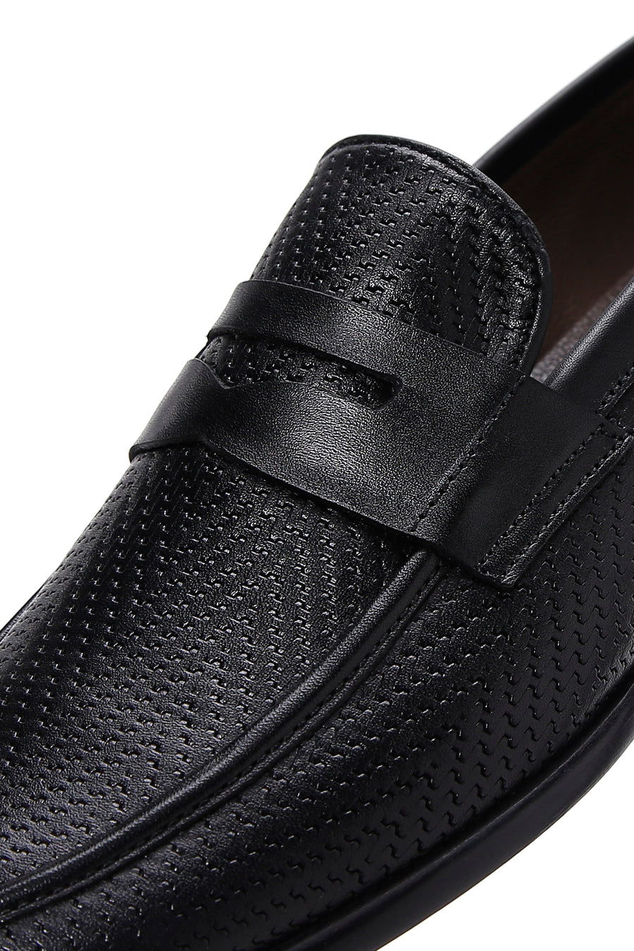 Erkek Siyah Deri Baskılı Klasik Loafer