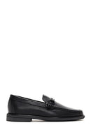 Men's Black Leather Printed Loafer | Derimod