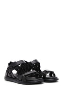 Women's Black Strappy Leather Comfort Sandals | Derimod