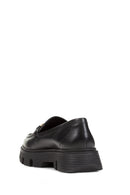 Geox Women's Black Vilde Buckle Detailed Leather Masculine Loafer | Derimod