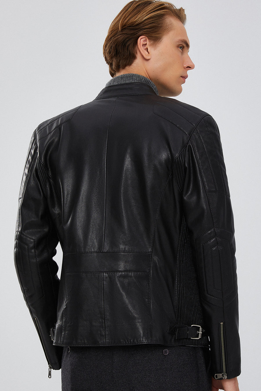 Braun Erkek Siyah Slim-Fit Deri Mont